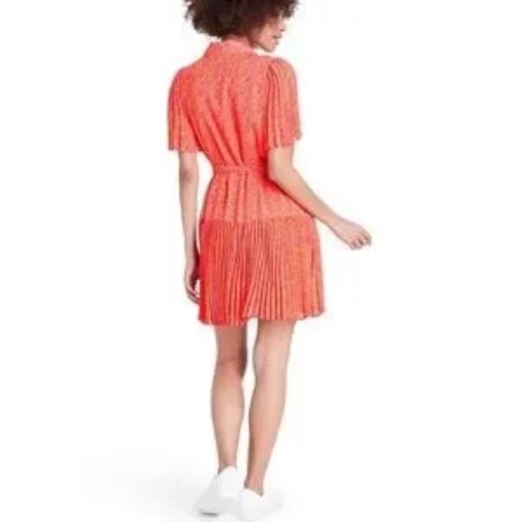 Alexis for Target Orange Pink Floral Print Wrap Flutter Dress size small - Picture 2 of 7